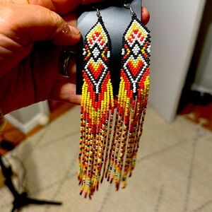 Seaded Aztec Earrings 6-7” Long